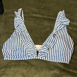 Cupshe Blue and White Striped Bikini Top